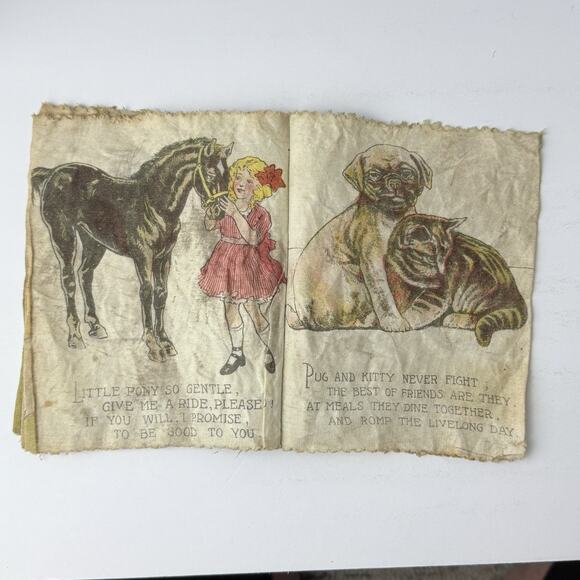 RARE Antique Saalfield Muslin Book "FOND PETS" 1928 Cloth Baby Book.‎ T63 - Picture 4 of 16